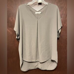 Lush V-Neck Olive Green Blouse